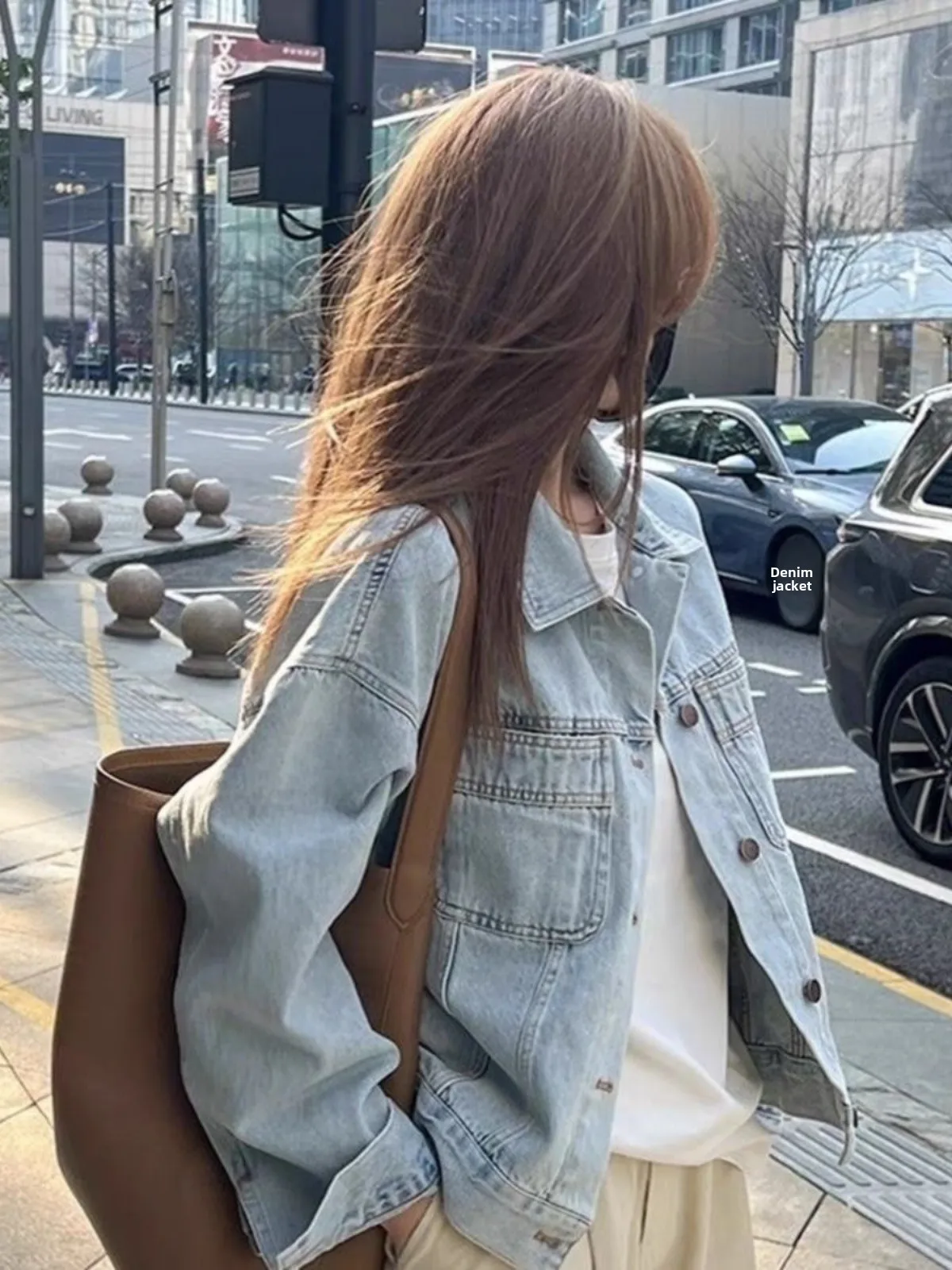 

Plus Size Waed Cotton Loose ort Jaet Women's Thin Korean Version Jeans Sle Summer Casual Long Sve Button up Coat
