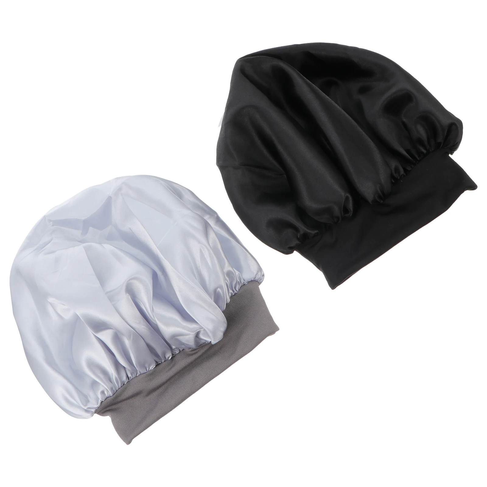 

2pcs Elastic Sleep Caps Satin Wraps Wide Side Soft for Hair Treatments Bathing Face Washing Night Use