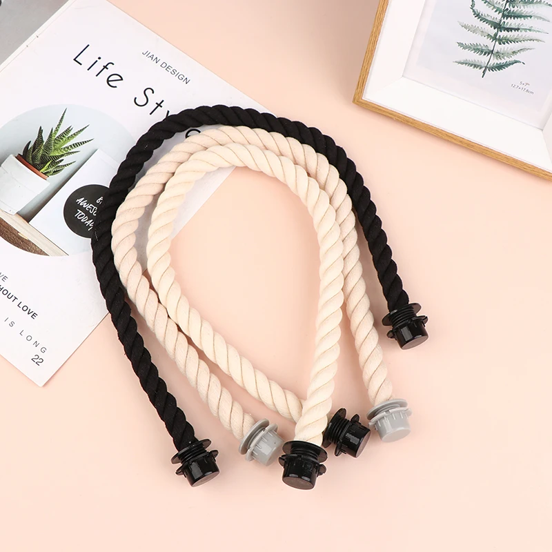 2pcs 65cm Obag Rope Handle Strap Hemp Rope Tote Strap Obag Handles Bag Accessories Durable Strap With 2 Screwed Caps