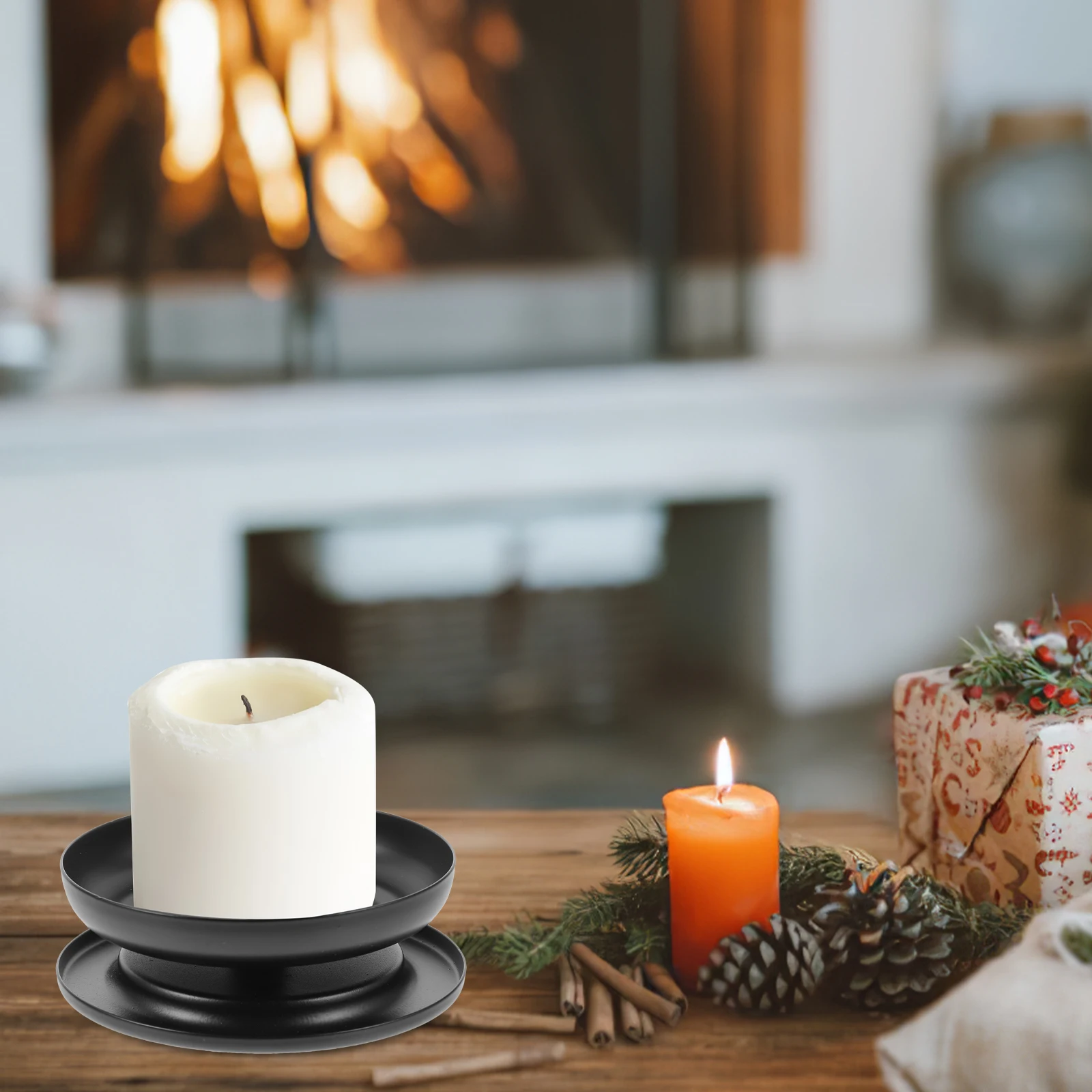 

4Pcs Iron Holder Metal Plates Stable Decorative Candlesticks for Dining Living Room Wedding Party Romantic