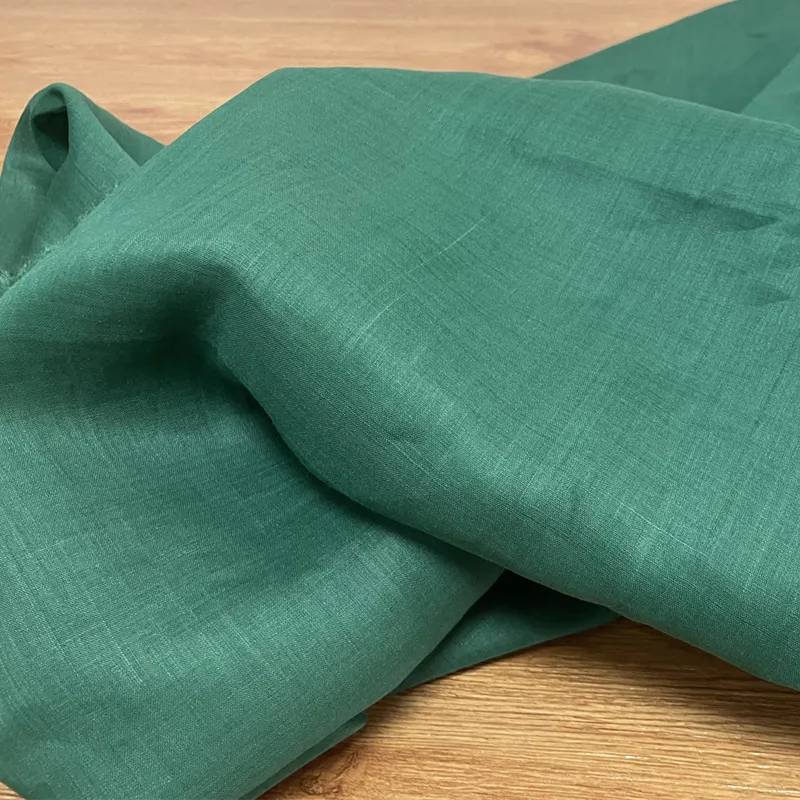 Linen Hanfu Solid Color Ramie Dress Shirt Robe Lightweight Fabric Dark Green