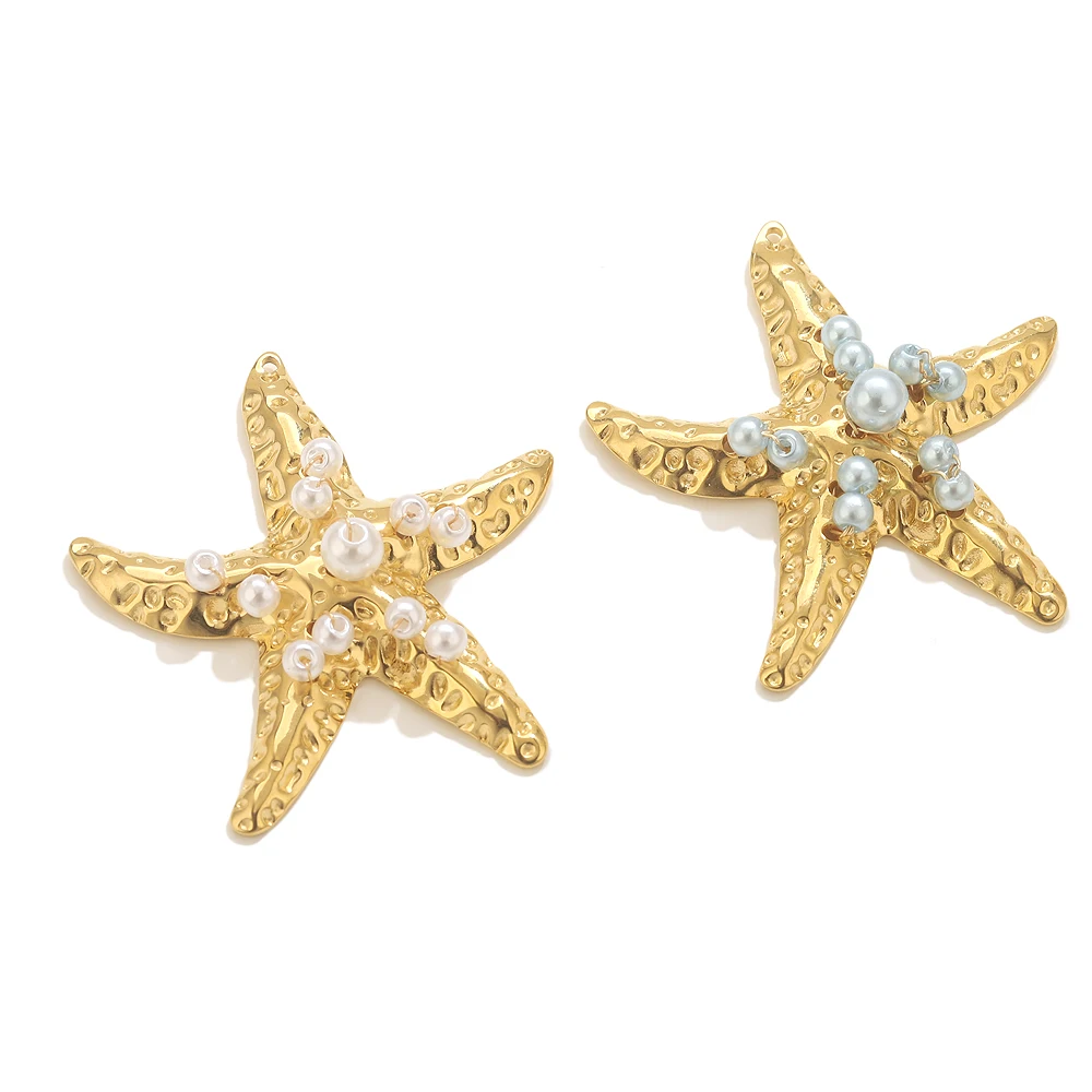 1pcs Stainless Steel Beads Starfish Charms For Jewelry Making Ocean Pendants DIY Necklace Connectors Jewelry Connector Parts view 3