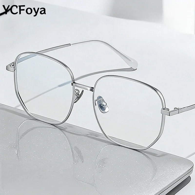 ycfoyanew-ビッグサイズ韓国レトロポリゴン男性と女性の眼鏡フレームライト高級トレンド光学処方メガネ-8819