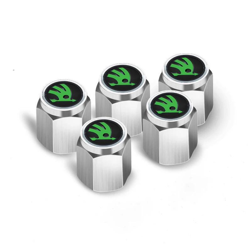 

For Skoda Octavia A5 A7 RS Fabia Superb Rapid Kodiaq Karoq 5pcs Metal Car Wheel Tire Valve Caps Stem Case Covers Accessories