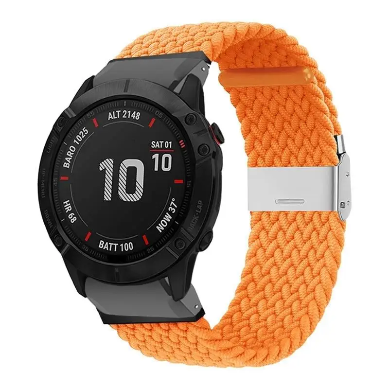 

PCAVO Stretchy Solo Loop Strap For Garmin Fenix 6 Strap 22mm QuickFit Elastic Nylon Braided WatchBands