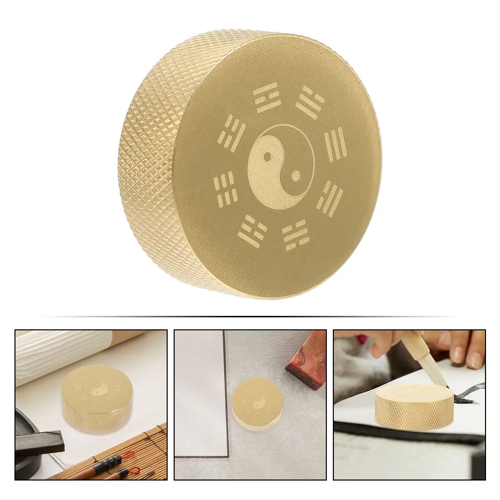 Metal Paperweight Decorative Study Desk Accessory Copper Calligraphy Weight Small Paperweight Home Office Art Craft