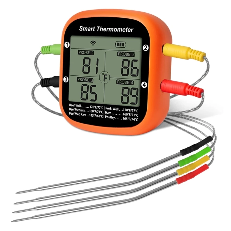 12PF Programmable Timer Wireless Thermometers Preset Temperatures Sound Alarms