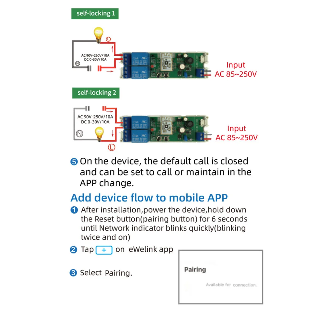 WiFi Relay Switch AC 85-250V Mini Smart Home Wireless Relay Light Switch APP Control DIY Module for Rolling Sliding Door