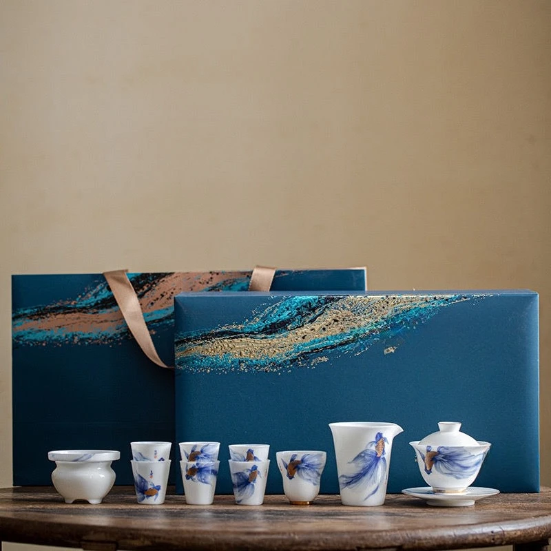 Jade ceramic cover bowl Sancai teacup Kung Fu tea bowl high-end tea set household