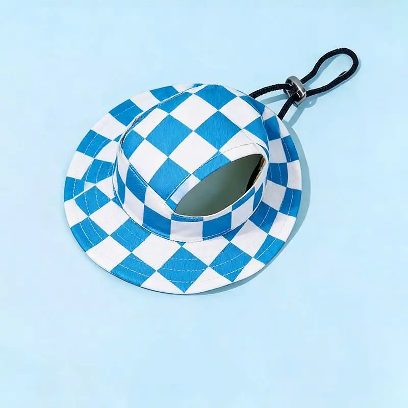 Verstellbarer Ohrenfreier Haustier-Bucket-Hat, Sommer-Sonnenhut mit süßem Aufdruck für kleine, mittelgroße und große Hunde, Katzen, Welpen, Haustierzubehör