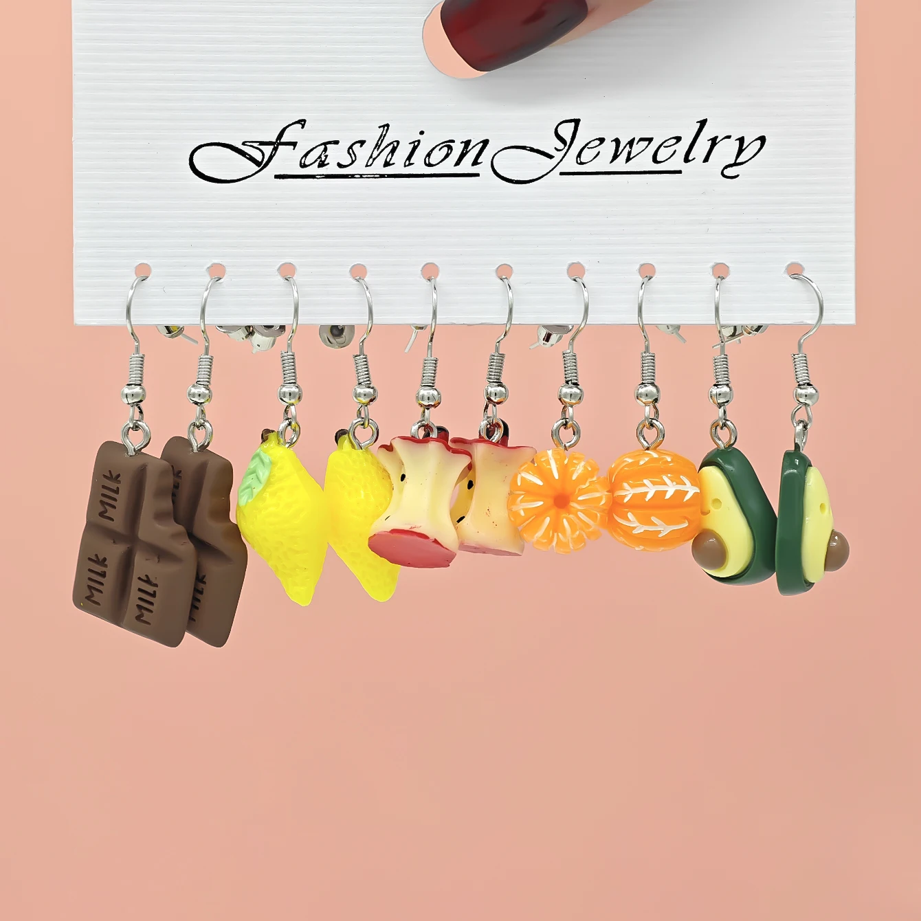 10/40 fashionable earrings, simulated vegetable and fruit combination set, personalized fresh, fun and interesting earrings