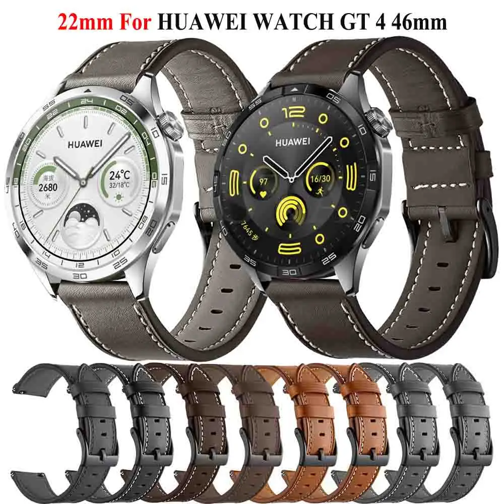 22mm Leather Wristband Strap For Huawei Watch 4 Pro/Buds/GT3 Pro 46mm Band For Huawei GT4 46mm Watch Ultimate Watchband Bracelet