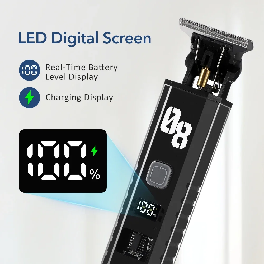 Men's Hair Clipper Cordless Hair Trimmer Beard Trimmer Rechargeable Hair Cutting Grooming Kit with LED Display Barber Clipper image 5