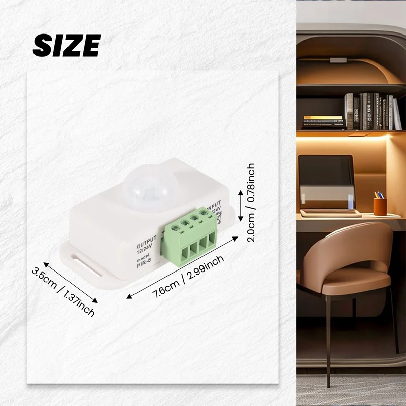 ABFT-PIR อินฟราเรด Motion Sensor Detector, DC 12 V-24 V Strip Light Motion Sensor Switch, สําหรับตู้บันไดห้องครัว