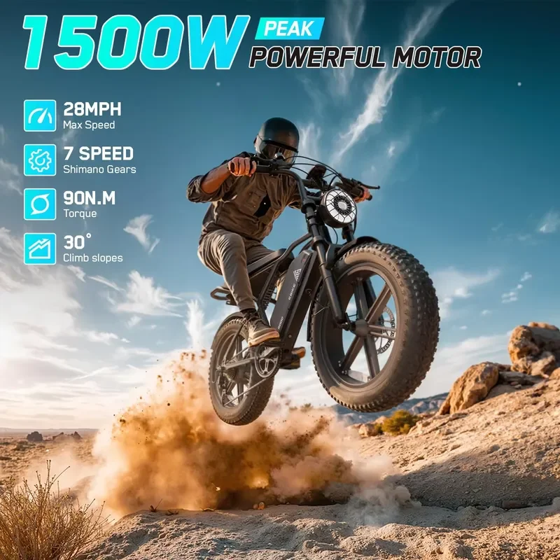 2026 OEM Factory Price R002 20" Tire E Bike 48V 15A Battery Off-Road Bicycle 750W 1200W Motor Power Mountain E Bike view 3