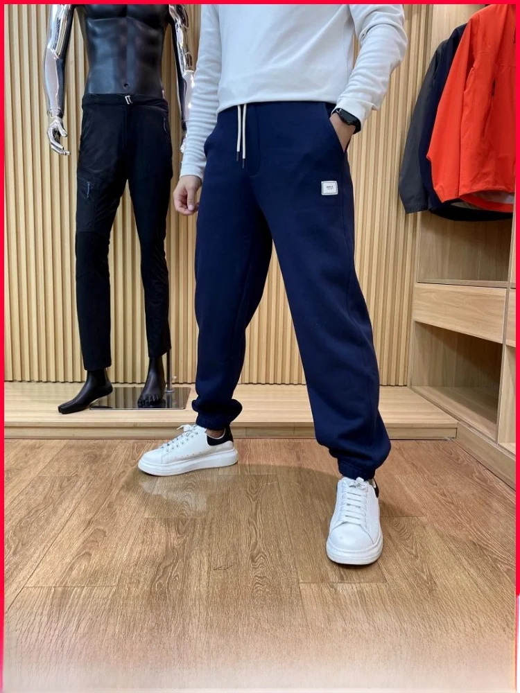 

Thiened Sports Casual Sweatpants Youth Faion Urban Sle Straight Leg Long Pants Daily Wear Pure Color Cuffed Sweatpants