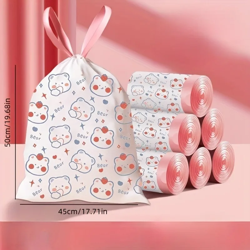 

Мешки для мусора с завязками, 100 штук, 19.7x17.7 дюймов, толстые, без запаха, для кухни, ванной, офиса, с милым принтом
