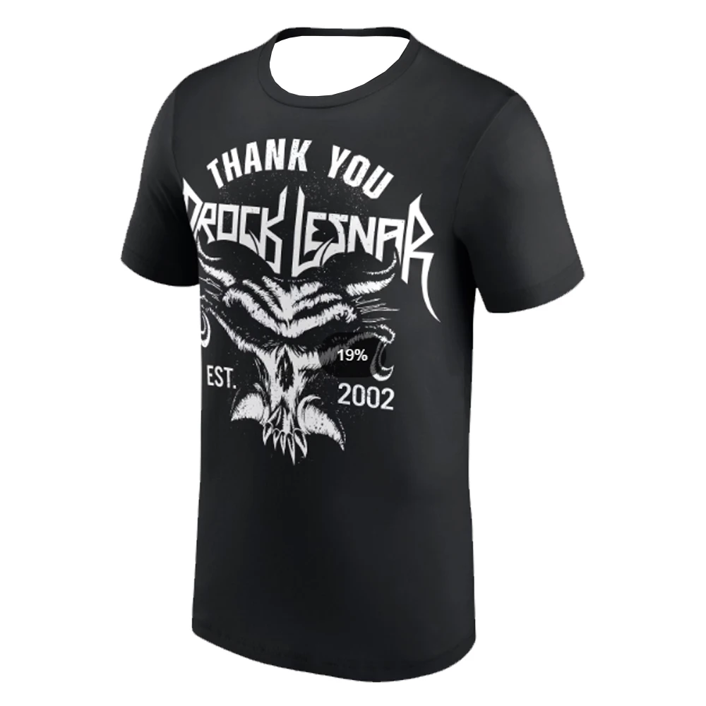 Men's Black Brock Lesnar Thank You Brock T-shirt Crewneck Short Sleeve Polyester Tee Women Outdoor Streetwear Tops