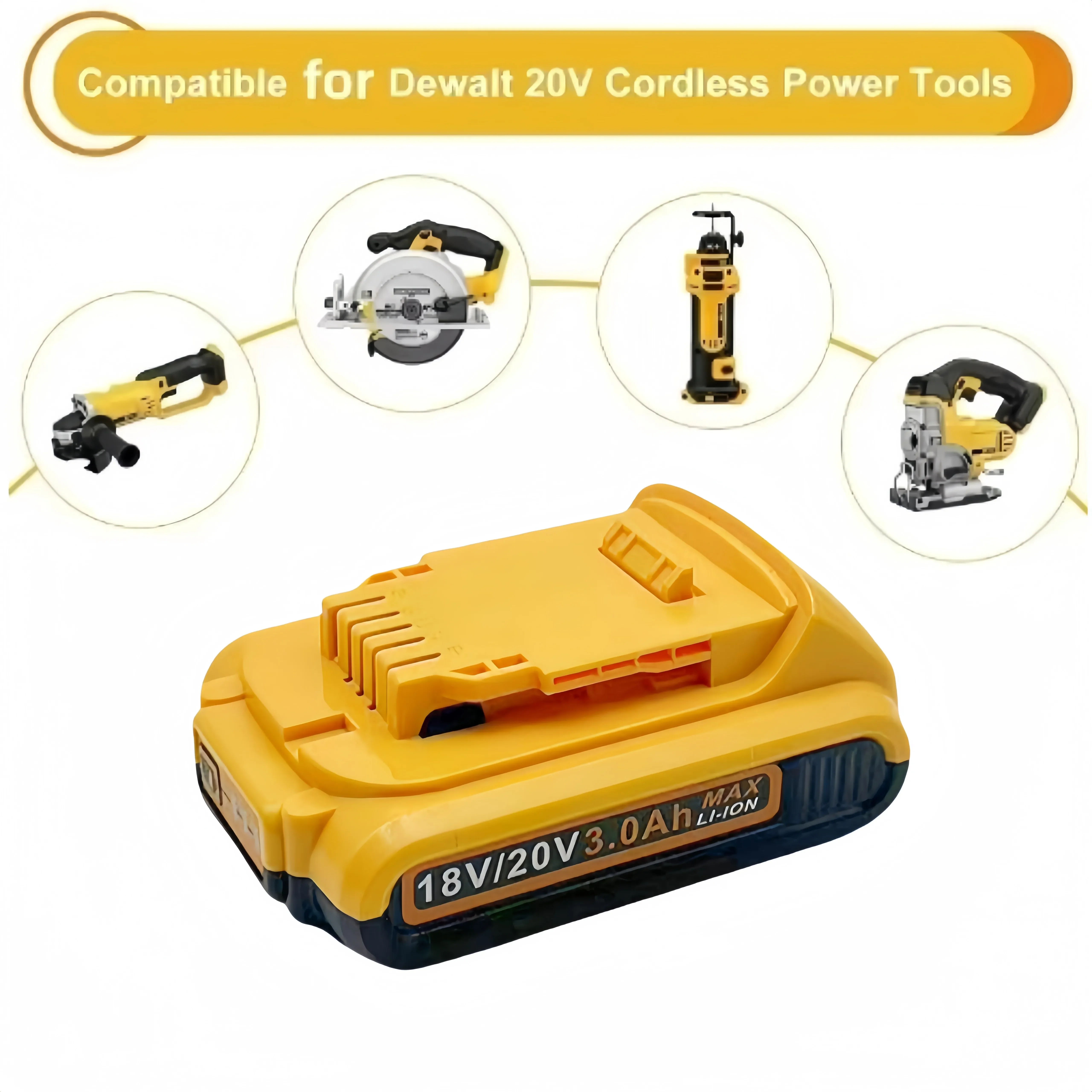 Latest 18/20V 3000mAh lithium-ion battery for electric tools, DCB180 DCB230 DCF DCG series