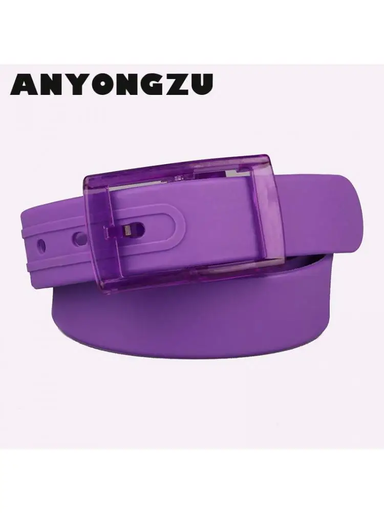 

Candy Color Belt Plastic Belts For Women Men Silicone Rubber Waistband New Buckle Pins Jeans Summer Skinny Waist 110CM