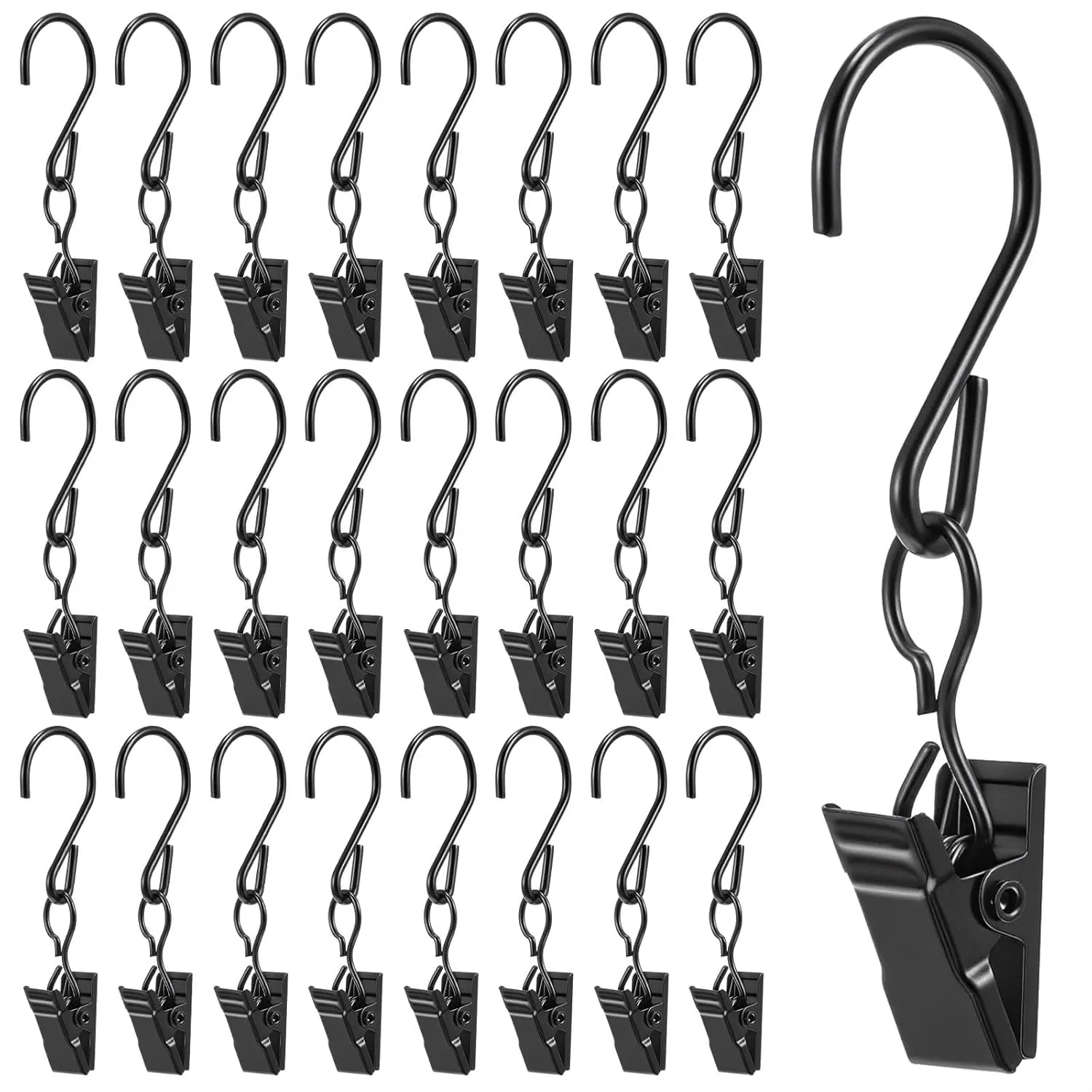 Stainless Steel S Hooks Clips for Grid Wall, 25 Pack for Hanging Photos, Clothes, and Decor