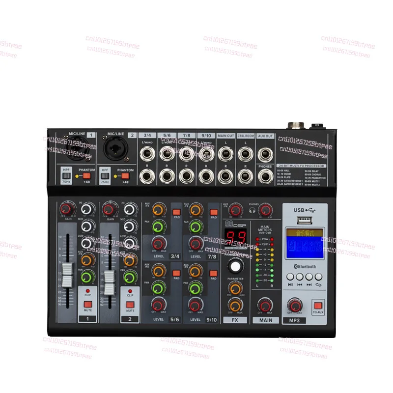 Professional Audio Mixer with Built-in Sound Card Bluetooth USB for Performances Home Karaoke 6-Channel Mixer