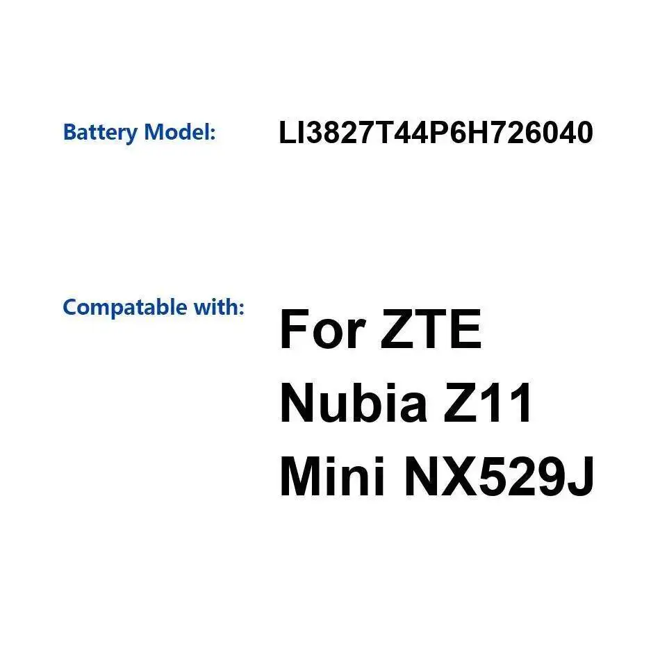 

Mobile Phone Battery 2750Mah For Zte Nubia Z11 Mini NX529J Reliable Power Supply LI3827T44P6H726040