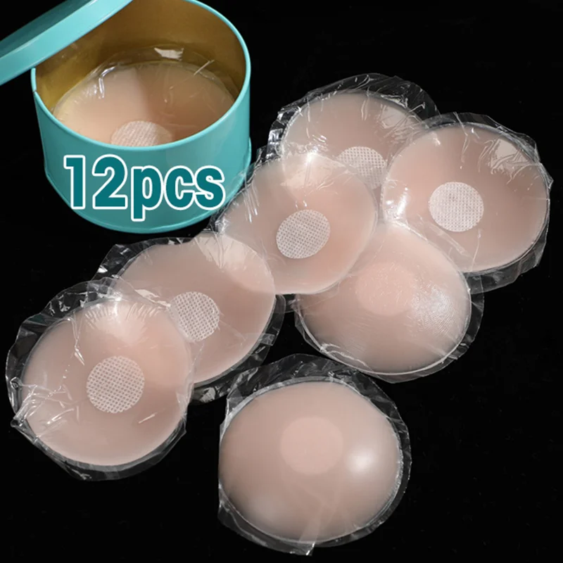 12pcs/box Silicone Nipple Cover Reusable Women Breast Petals Lift Invisible Bras Pasties Bra Padding Sticker Patch Adhesive Pads