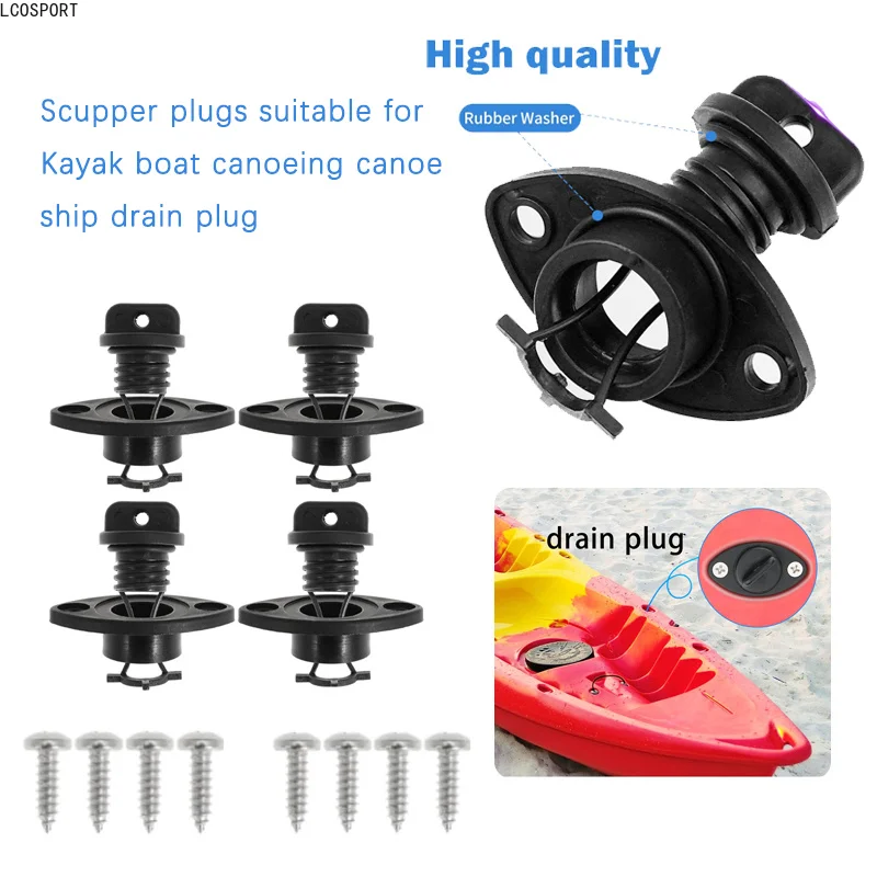 2 marine threaded drain plugs set - drain hole plug drain valve - kayak, yacht, boat accessories (screw-on type)