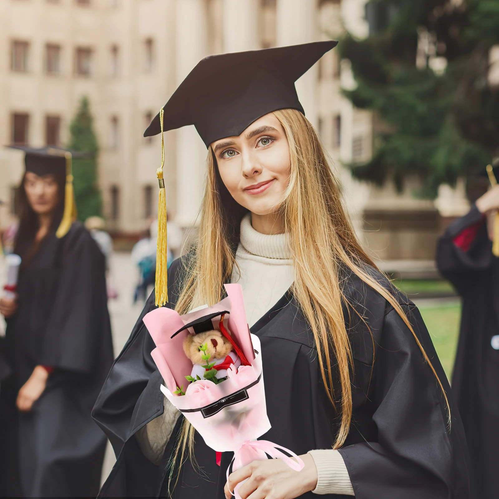 

Graduation Bear Bouquet Flower Rose Stuffed Animal Artificial Paper Kid Gifts Romantic Photoshoot Prop Stylish Creative