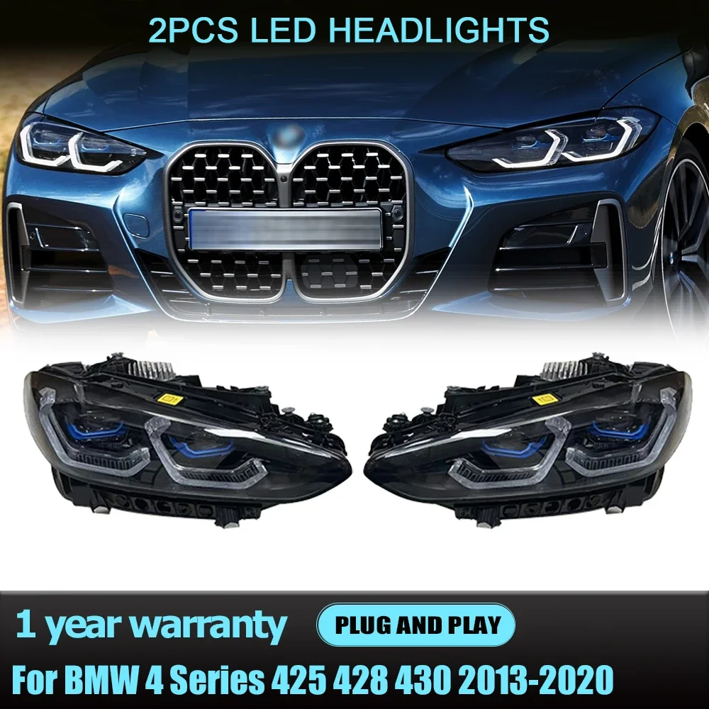 Headlights For BMW 4 Series 425 428 430 Front Lamp M4 Upgrade Full LED 2013-2020 Angel Eyes Design Automotive Car Accessories