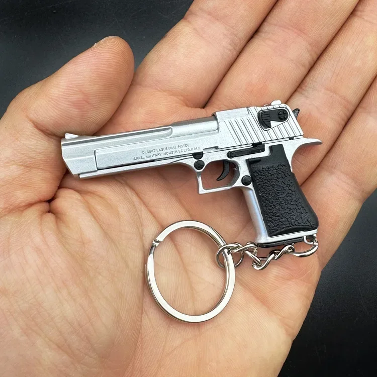 New Alloy 1:4 Desert Eagle Pistol Keychain Ring Fake Gun Detachable Assemble Toy Gun Shoulder Bag Accessories Christmas Gift