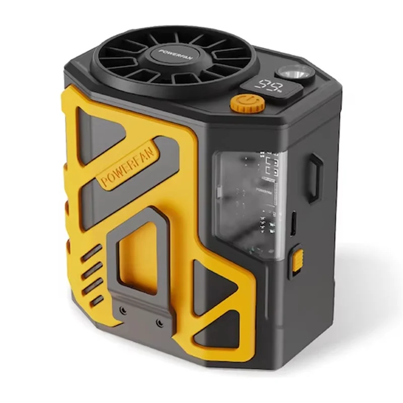 مروحة رقبة محمولة - طراز كوري، شحن USB، تشغيل هادئ مع شاشة رقمية، مروحة خصر صغيرة للاستخدام الخارجي - A77G