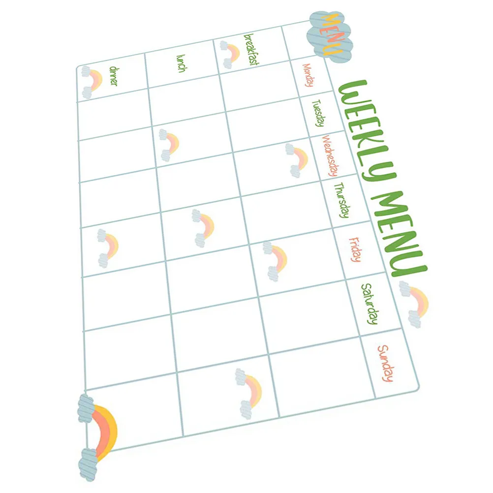 Tableau blanc magnétique effaçable à sec pour réfrigérateur, calendrier hebdomadaire, menu et planificateur de repas