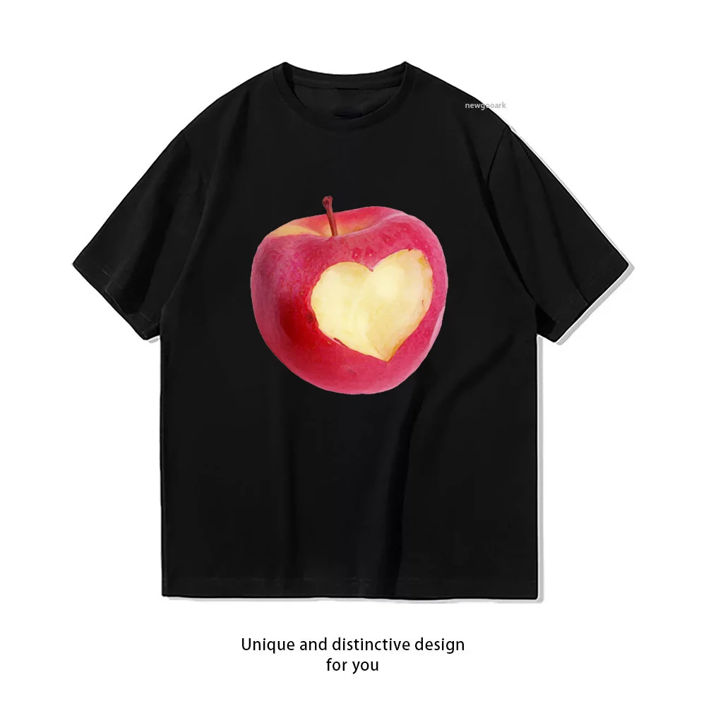 Heart Apple t-shirt woman man Summer fashion Casual cotton printed t shirts O-neck Short-sleev Creative Gift tee