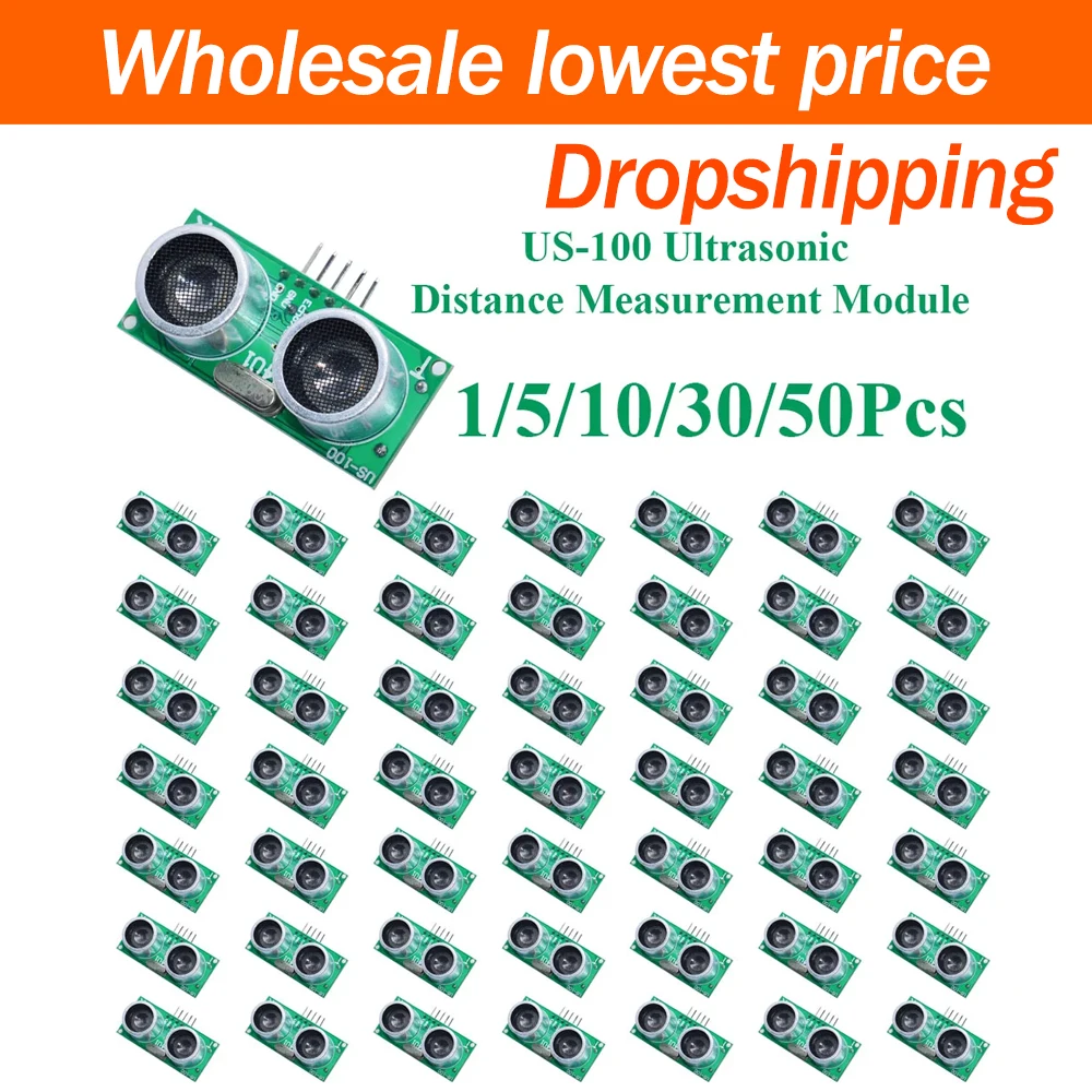 1~50Pcs US-100 Ultrasonic Ranging Sensor Module Built In Temperature Compensation Dual Mode Serial Port Output Board