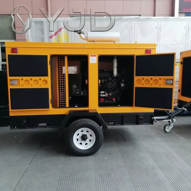 Portable/Mobile 20-800kW Trailer Mounted Silent Diesel Generator with 1/3Phase 24V DC Auto Start for Emergency Backup Power