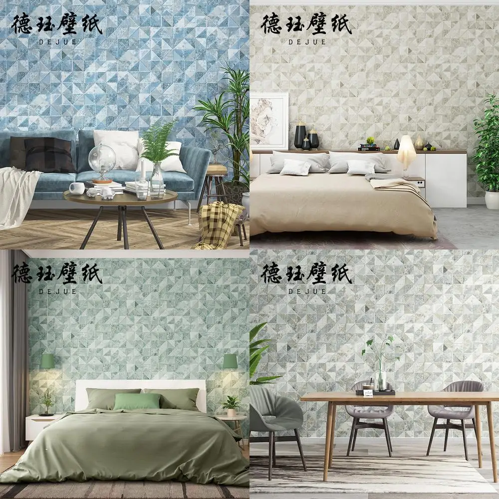 

Скандинавский стиль, синяя мозаика, сетчатые обои для спальни, гостиной, ресторана, фоновая стена, современный простой