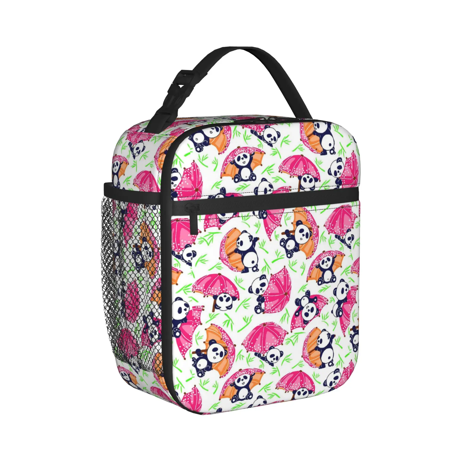 Panda And Bamboo Lunch Bag  Picnic Lunch Box For Child Aesthetic Print Thermal Tote Handbags Waterproof Portable Cooler Bag