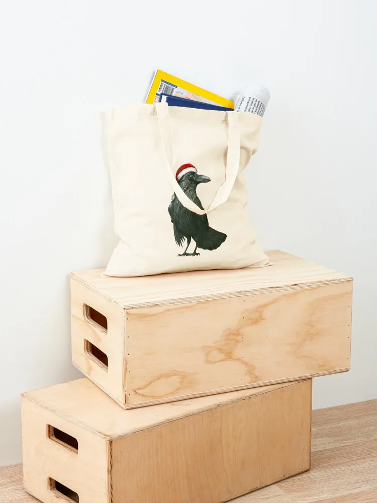 Santa Crow Tote Bag Canvas bag for women Fabric bag shopping bags woman 2025