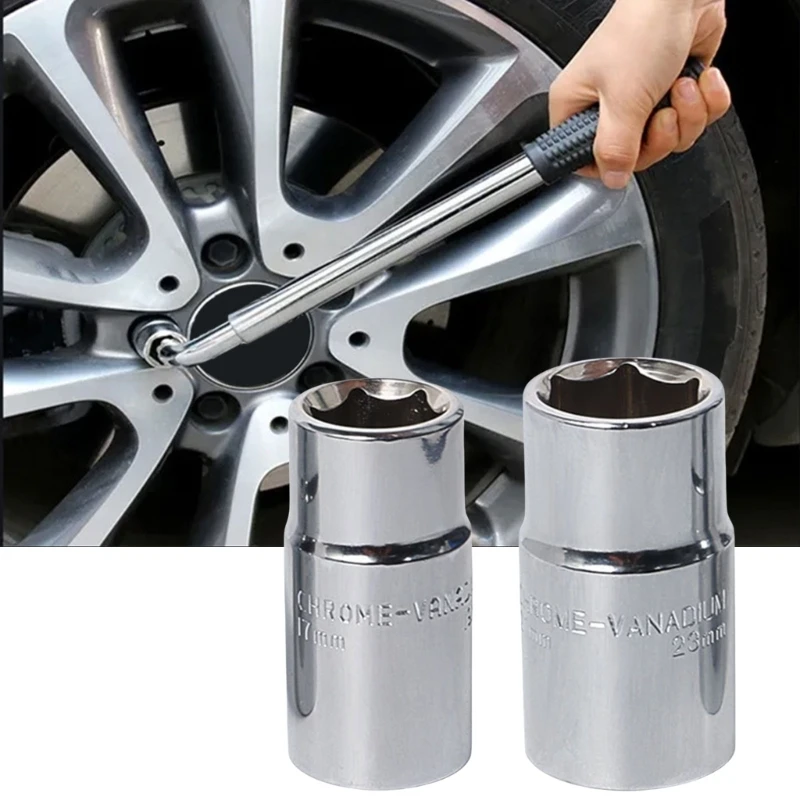 17/19mm and 21/23mm Steel Mini Lug Nut Wrenches 2 Size for Vehicle Wheel Repairs and Bicycles Fixes