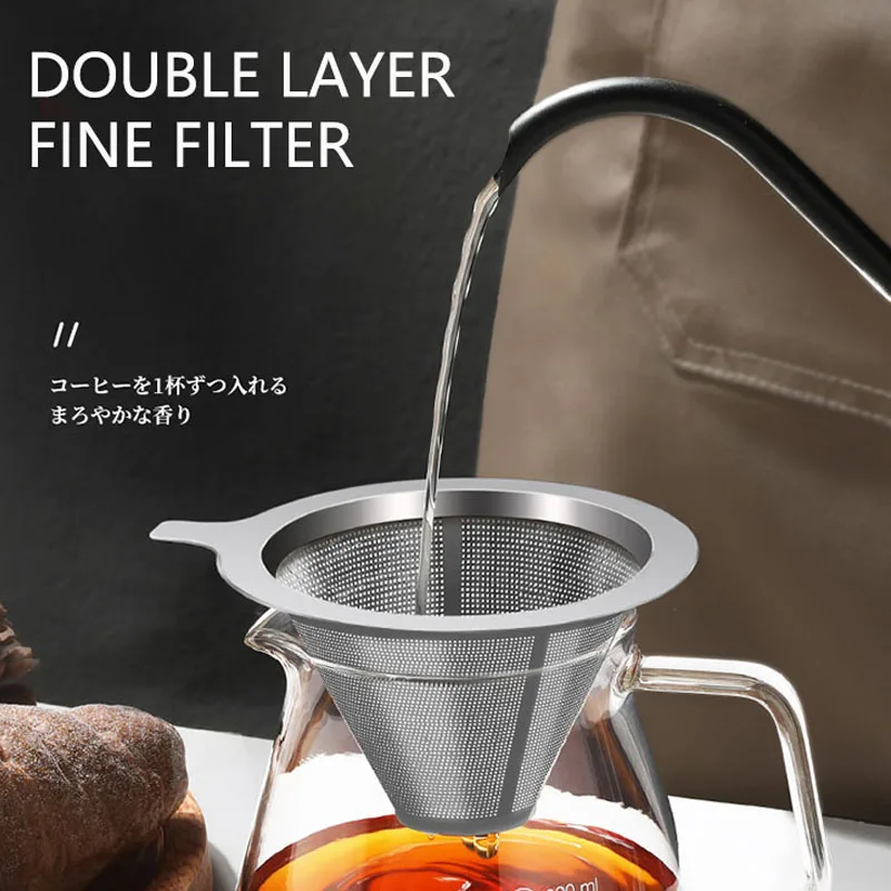 304 Stainless Steel Coffee Filter Reusable Cup Pour Over Coffee Dripper Barista Tool Coffee Tea Filter Holder