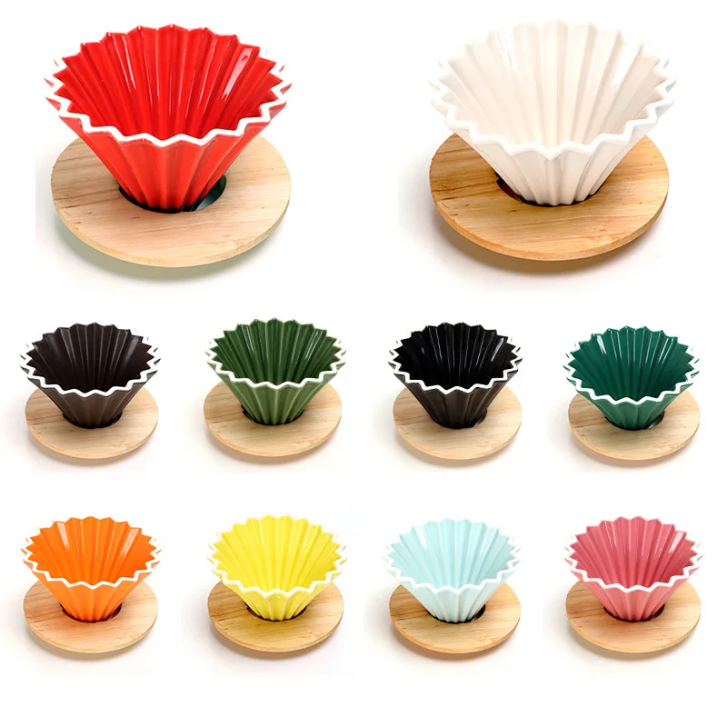 Pour-Over Flowers Shape Origami Ceramic Drip Multi-colored cake cups Espresso Coffee maker Filter V60 Funnel Accessories