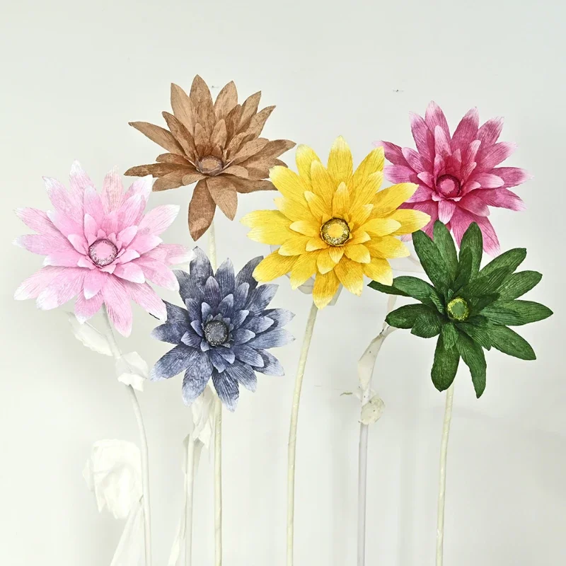 DIA 60CM Artificial Large Flower Head Velvet Chrysanthemum Welcome Road Flower Wedding Window Decoration Chrysanthemum