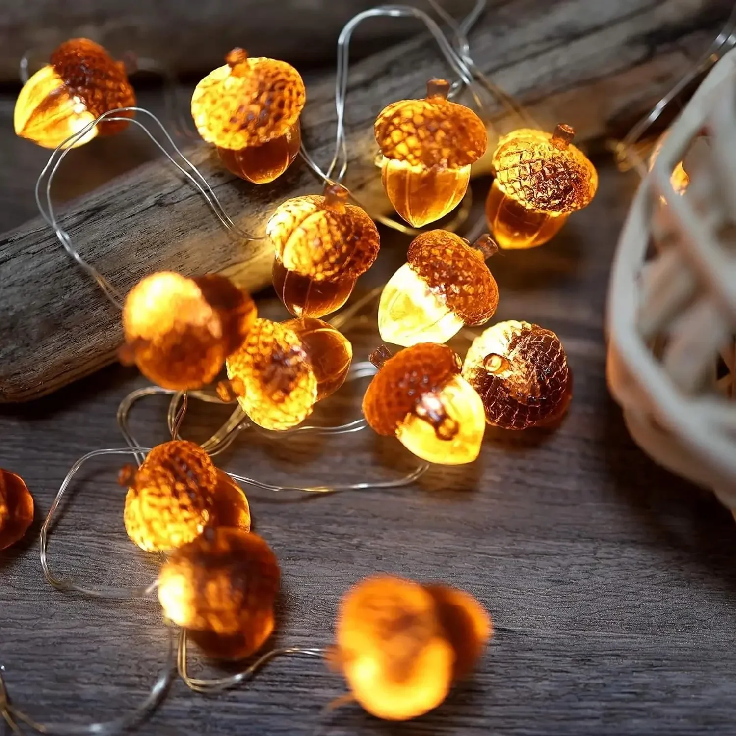 LED Acorn Light String para Ação de Graças, 10 LEDs, 20LEDs, alimentado por bateria, 3D, Mini Pine Cone Lantern, Home Party, Natal, Autumn Fairy Lamp