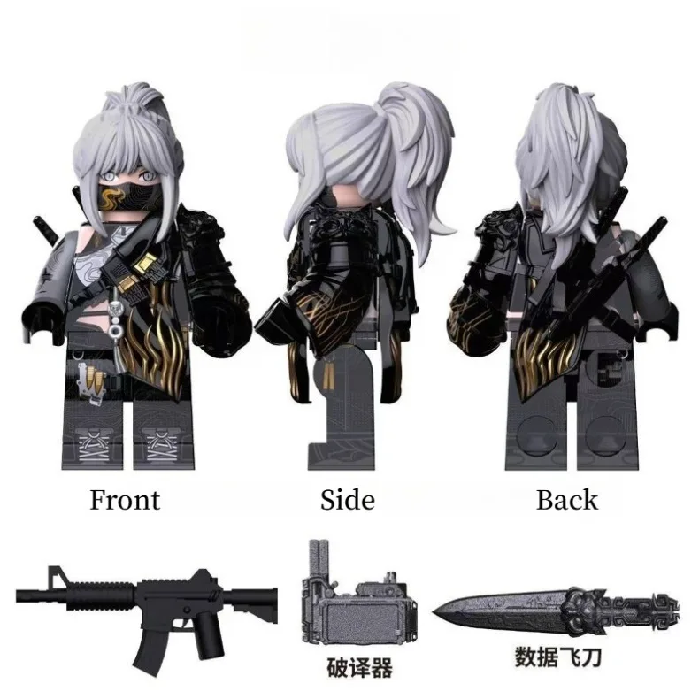 Figurenmodell als Schreibtischdekoration, Mini-Agent DIY-Montage-Spielzeug, Tintenwasch-Wolkenmuster Militärstil-Soldaten-Bausteine – Detail 1