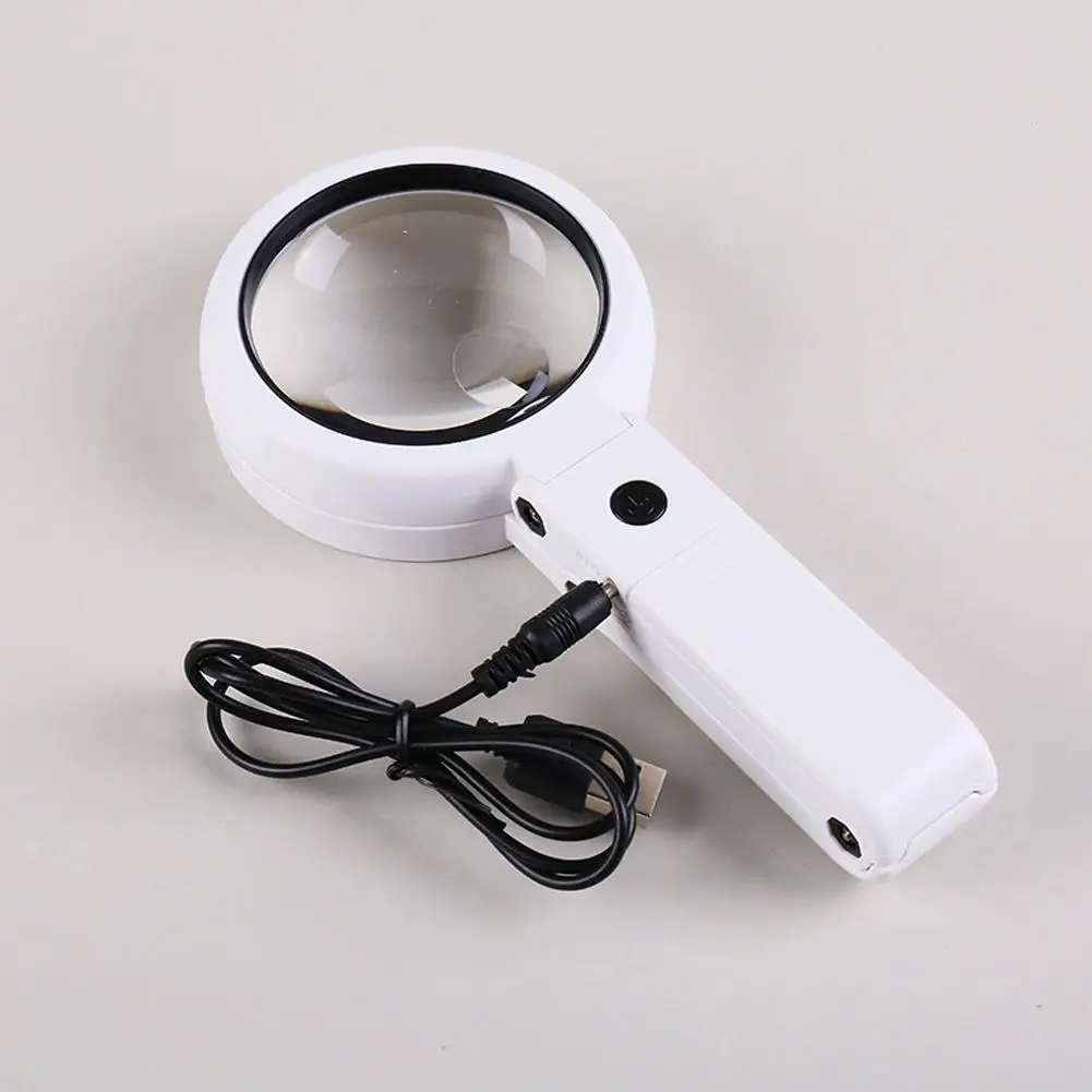 5X Magnifying Glass With LED Light, Foldable Handheld & Desktop Stand, USB Powered For Reading Repair Tool