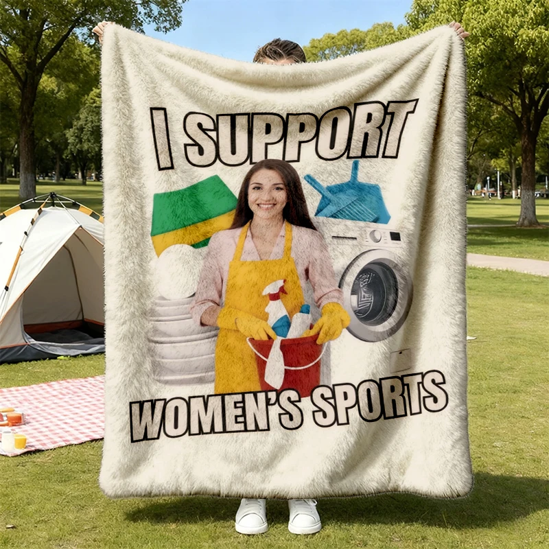 I Support Sports Funny Flannel Blanket for Wife, Offensive Sarcastic Humor Flannel Throw for Women, Gag Gifts