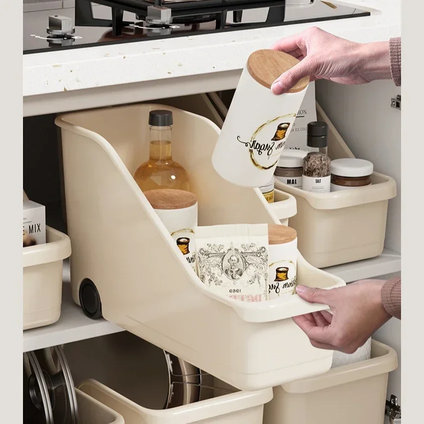 

Kitchen Sundry Storage Case with Wheels Seasoning Vegetable Storage Container Kitchen Closet Organizer Make Up Bottle