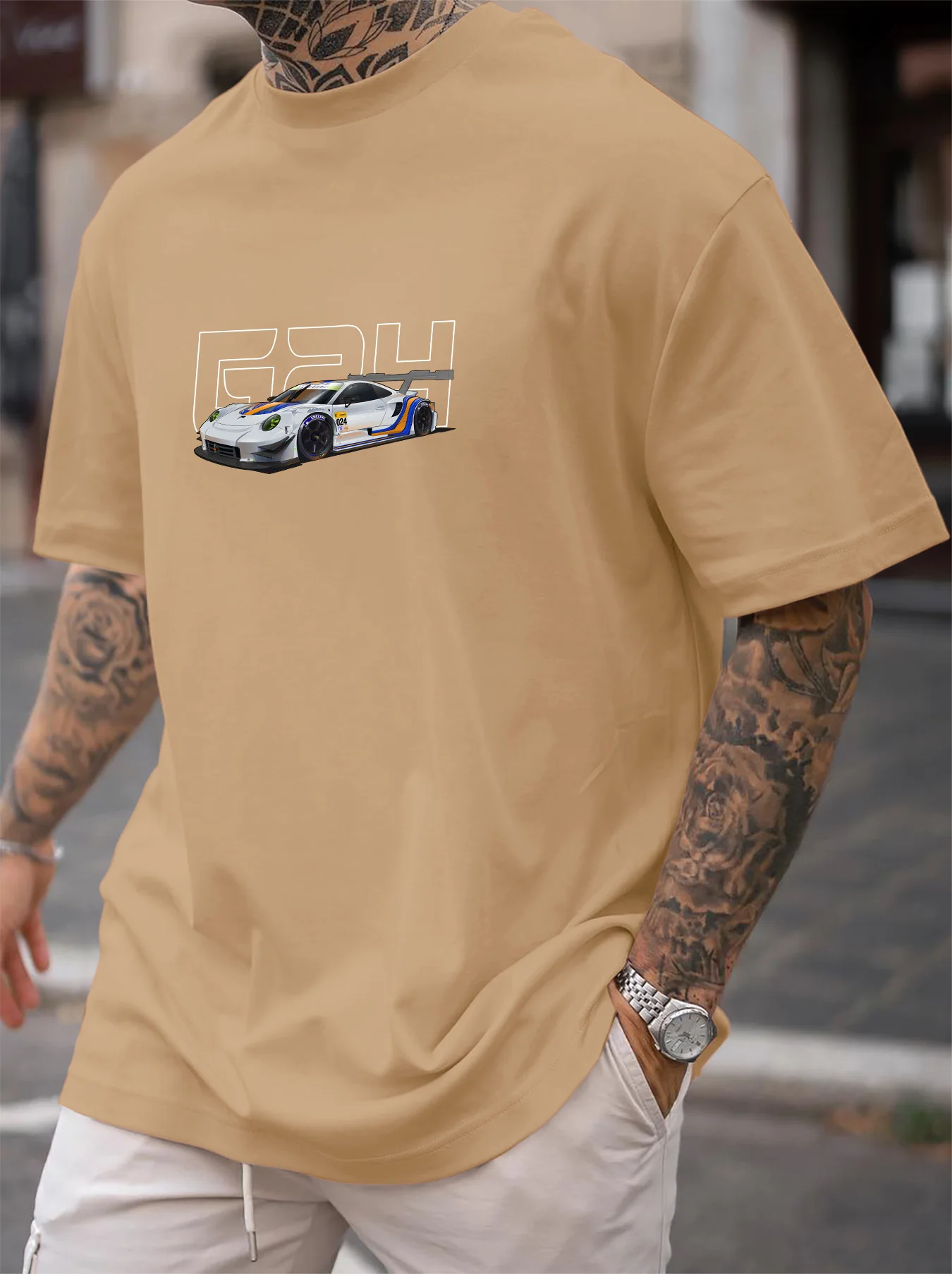 Men's Racing Car Victory 24 Print T-Shirt Casual Streetwear Oversized O-Neck Short Sleeve Graphic Tee Tops  S-XXL